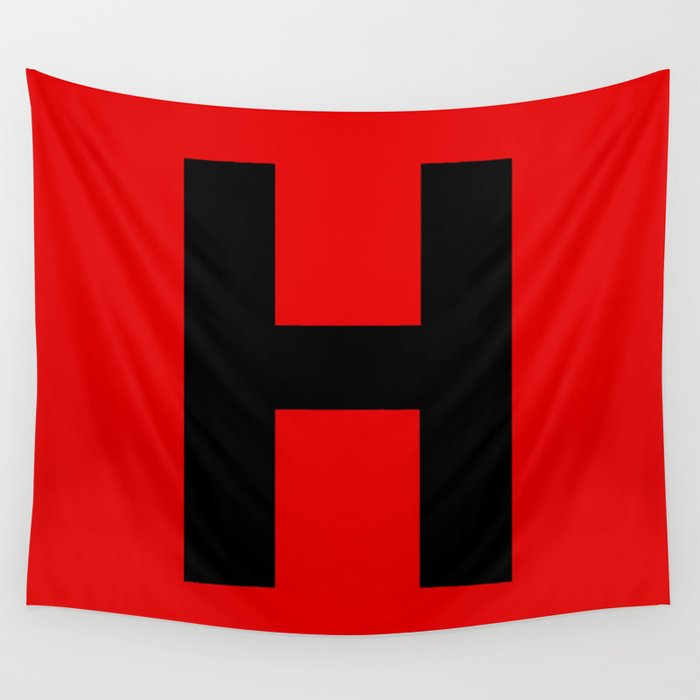 Letter H (Black & Red) Wall Tapestry
