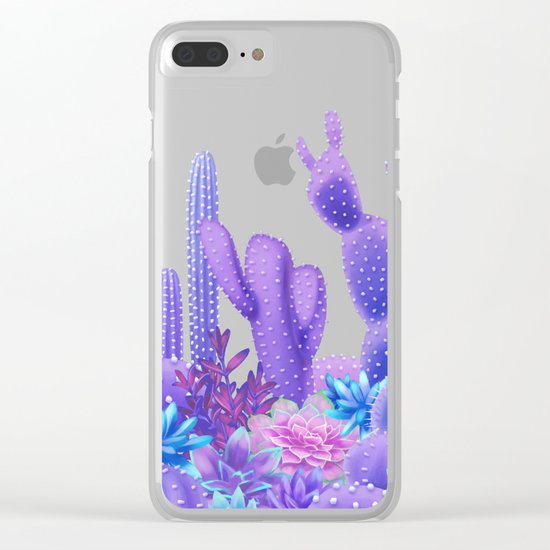 Ultraviolet cacti and succulents. Clear iPhone Case
