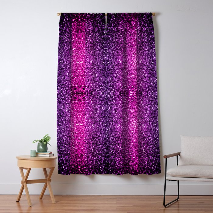 Purple Pink Ombre Glitter Sparkles Blackout Curtain By Pldesign