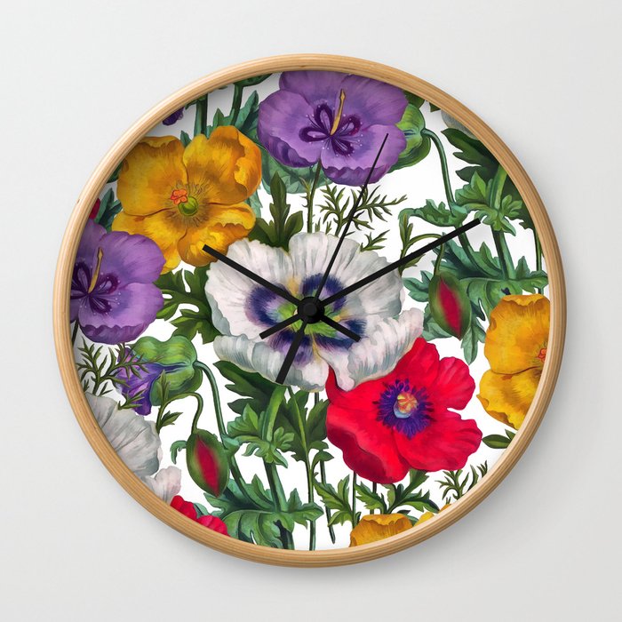 Colorful poppies Wall Clock