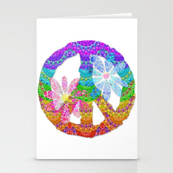 Sweet Peace - Colorful Mandala Art by Sharon Cummings Stationery Cards