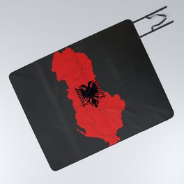 Albania Flag Map Picnic Blanket