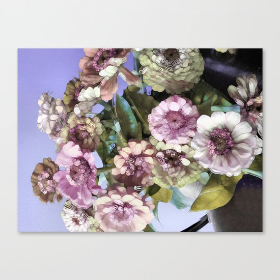 Pastel Vintage Zinnia's Canvas Print