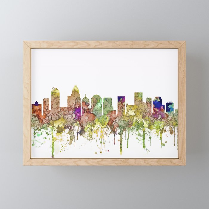 Charlotte, North Carolina Skyline SG - Faded Glory Framed Mini Art Print