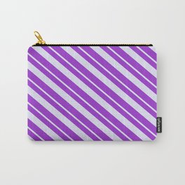 [ Thumbnail: Lavender and Dark Orchid Colored Striped/Lined Pattern Carry-All Pouch ]