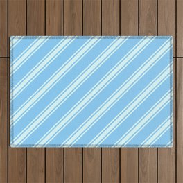 [ Thumbnail: Light Sky Blue and Light Cyan Colored Lines Pattern Outdoor Rug ]