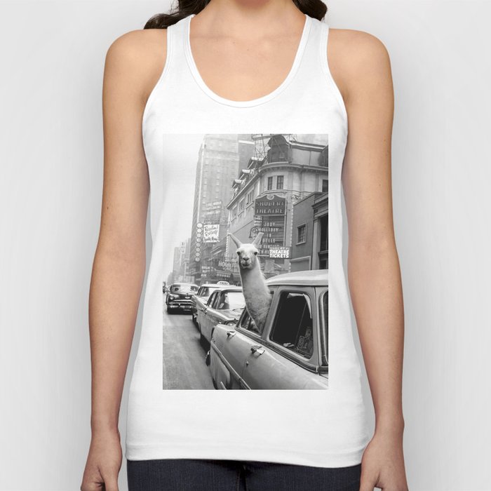 Llama Riding In Taxi Tank Top