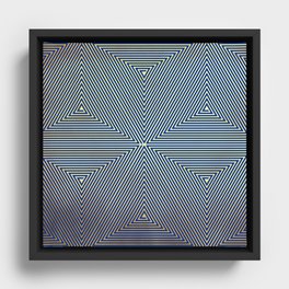 Concentric Cube (Navy) Framed Canvas
