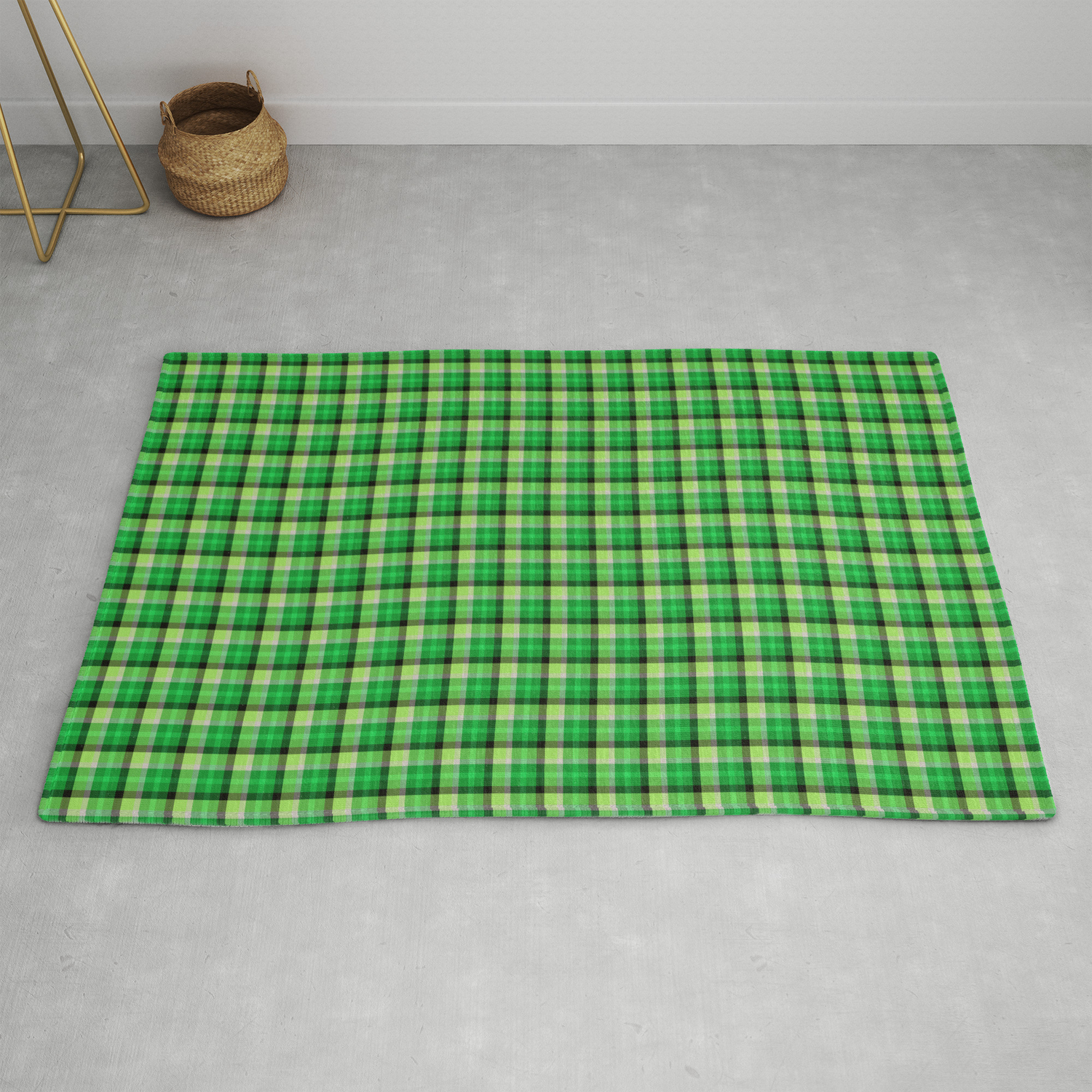 Lime Green Scottish Tartan Texture Rug By Textures Society6