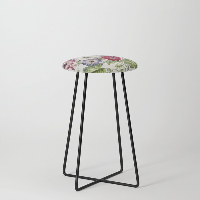 Colorful Chrysanthemums Counter Stool