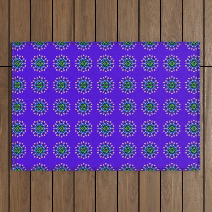 Starburst of Purple and Colors Outdoor Rug