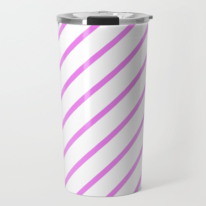 Diagonal Lines (Violet/White) Travel Mug