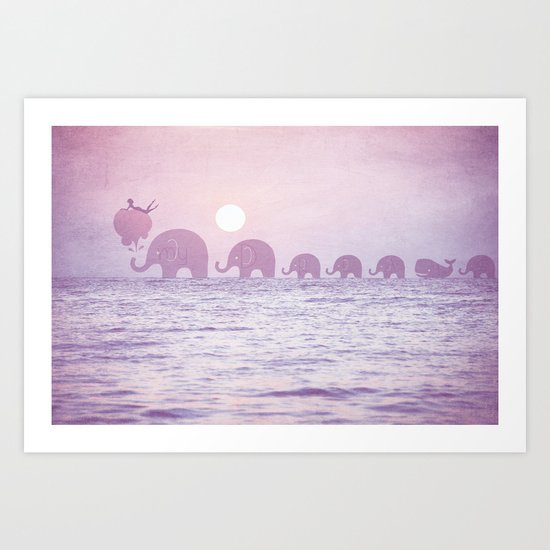 Elephants - a dream walk Art Print