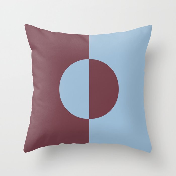 Pastel Blue and Burgundy Minimal Circle Design 2021 Color of the Year Earth's Harmony Mulberry Tree Throw Pillow