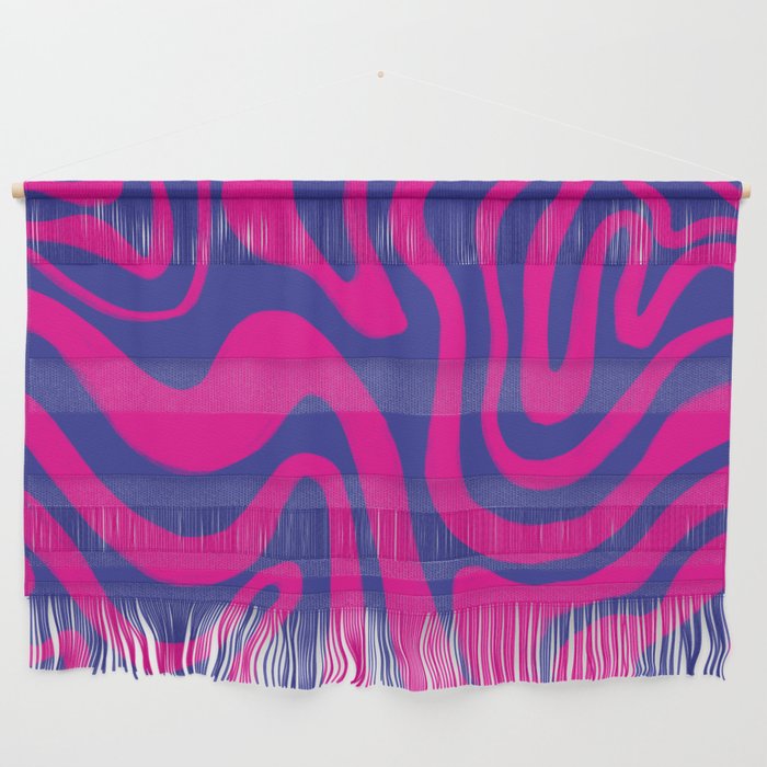 Psychedelic Liquid Swirl in Iridescent Blue + Hot Pink Wall Hanging