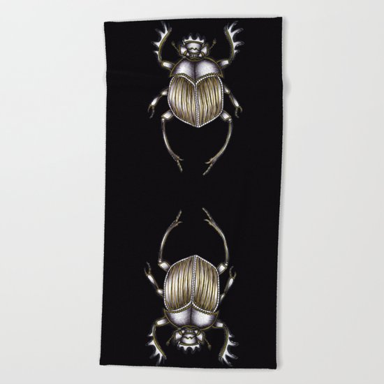 Scarab's Curse in Black Beach Towel