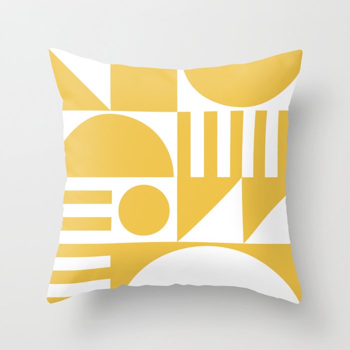 Mid Century Modern Geometric Abstract 938 Yellow Throw Pillow