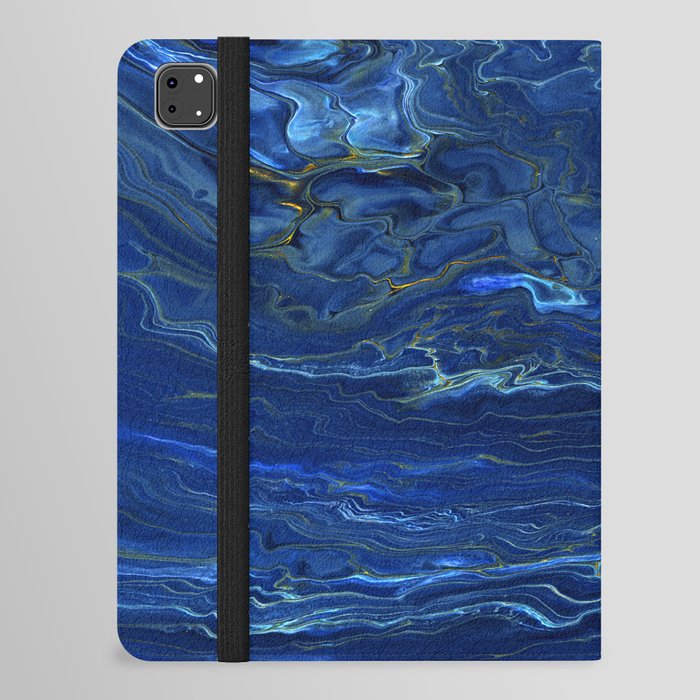 Navy Blue & Gold Marble Abstraction iPad Folio Case