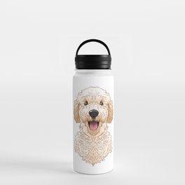 Golden Doodle Stylized Print, Pet Portrait, Memorial, and Gift Water Bottle