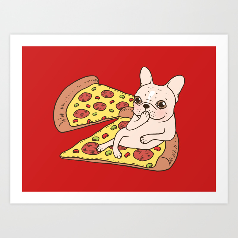 Cream Frenchie Invites You To Her Pepperoni Pizza Party Art Print
