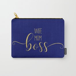 Wife Mom Boss - Navy Gold Carry-All Pouch