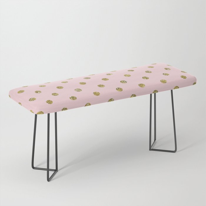 Pink & Gold Glitter Polka Dots Bench