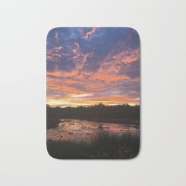 Sunrise I Bath Mat | Photo, Stream, Relection, Morninglight, Oklahoma, Digital, Cattails, Nature, Sunset, Sunrise 
