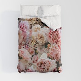 Romantic pink rose overlay cyber Metaverse pattern Duvet Cover