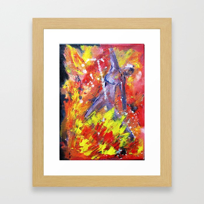 Girl on fire - original art work  Framed Art Print