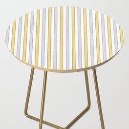 Yellow And Charcoal Black Stripes On White Vintage Stripe Pattern Aesthetic Side Table