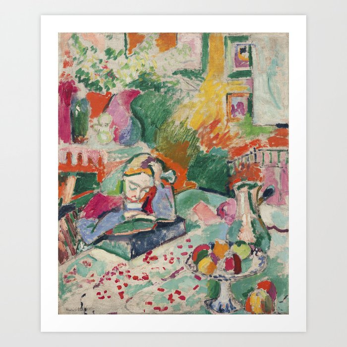 Interior with Young Girl Reading by Henri Matisse. Art Print