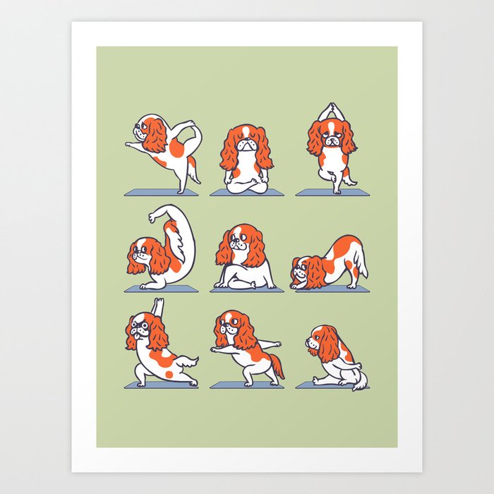 Cavalier King Charles Spaniel Yoga Art Print