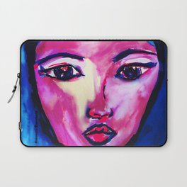 The Girl With the Blue Hair-Portrait of  Face Laptop Sleeve
