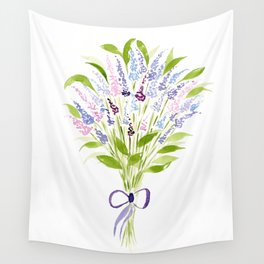 Lavender Bouquet Watercolor Wall Tapestry