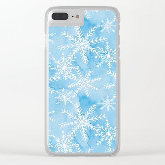 Blue Snowflakes #2 Clear iPhone Case