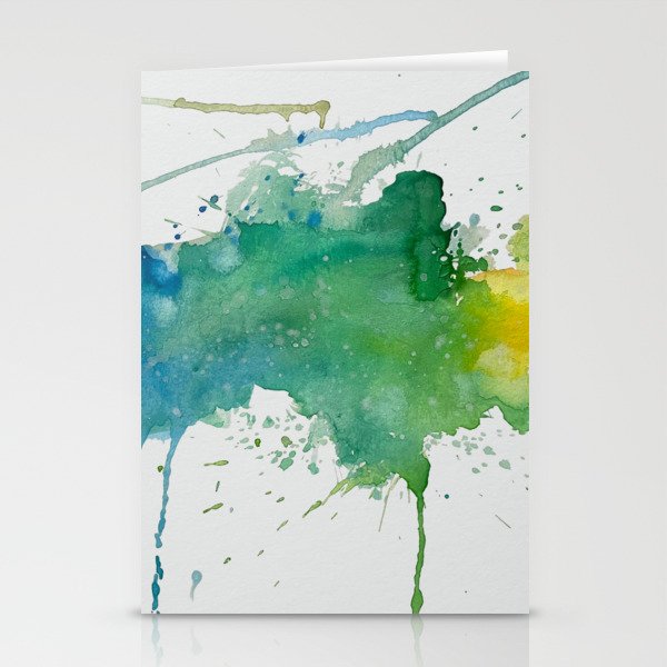 Primary watercolor splash Stationery Cards