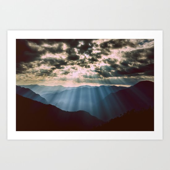 mountainS Dark Sunset Art Print