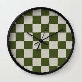 checkerboard hand-painted-olive Wall Clock