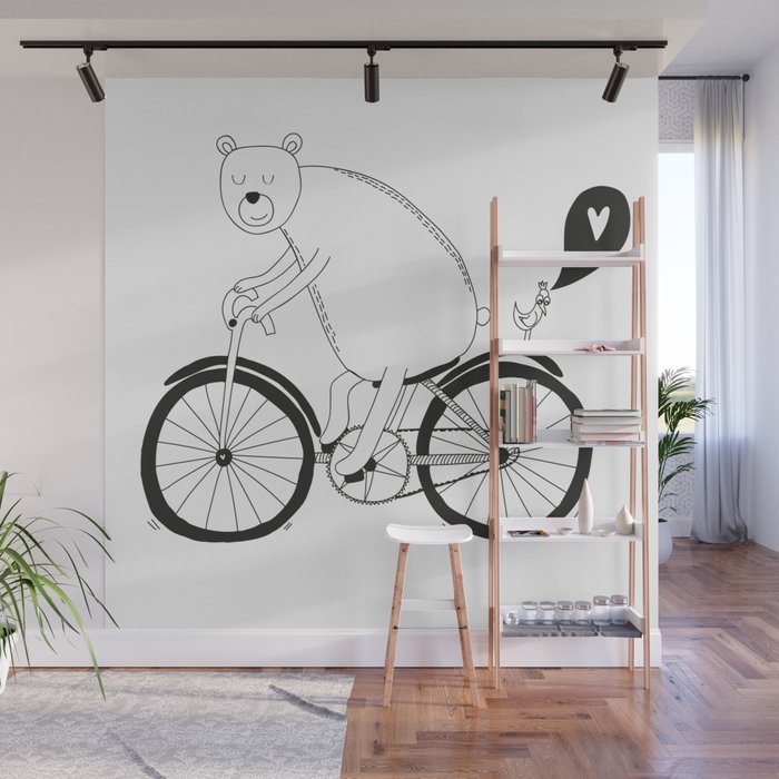 Big bear on bike Wall Mural