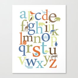 Alphabet Animals - Safari colorway Canvas Print