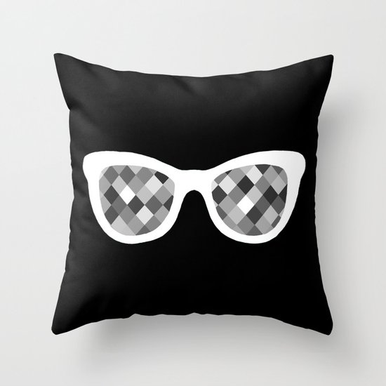 Diamond Eyes White on Black Throw Pillow