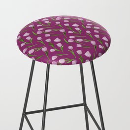 seamless pattern with tulip flowers in light pink color Bar Stool