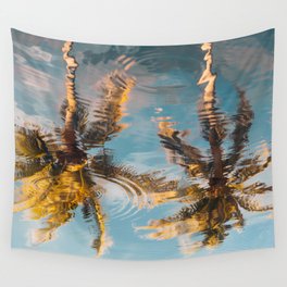Tropical Heaven - Palm Tree Beach Reflection III Wall Tapestry