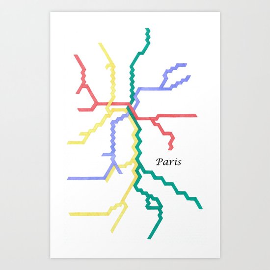 Paris Metro with Text Art Print