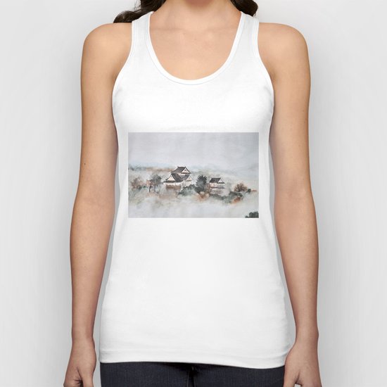 Japanese ancient city in fogging day Unisex Tank Top