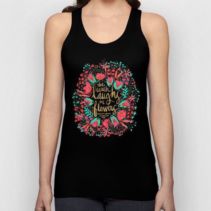 The Earth Laughs in Flowers – Pink & Gold Tank Top