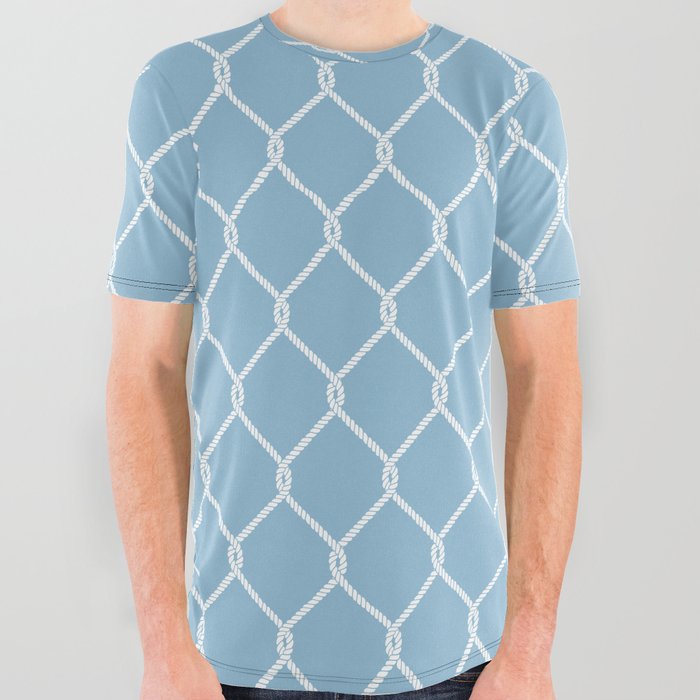 Rope Fishnet Pattern All Over Graphic Tee