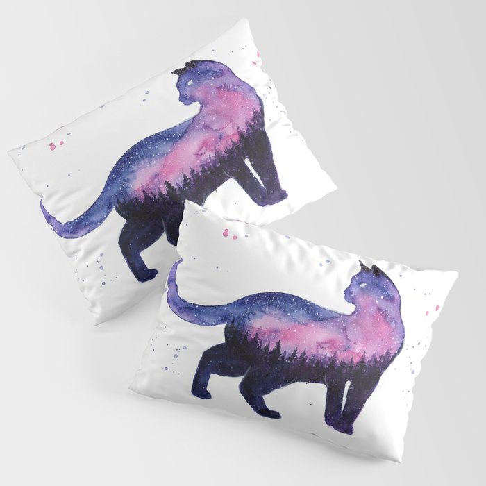 Galaxy Forest Cat Pillow Sham
