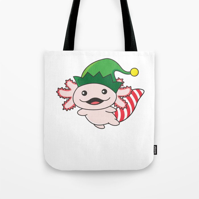 Axolotl Merry Christmas Winter Elf Axolotl Tote Bag