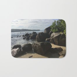 Beach side, Seychelles Bath Mat | Shore, Horizon, Green, Indianocean, Rocks, Photo, Sun, Environment, Landscape, Nature 